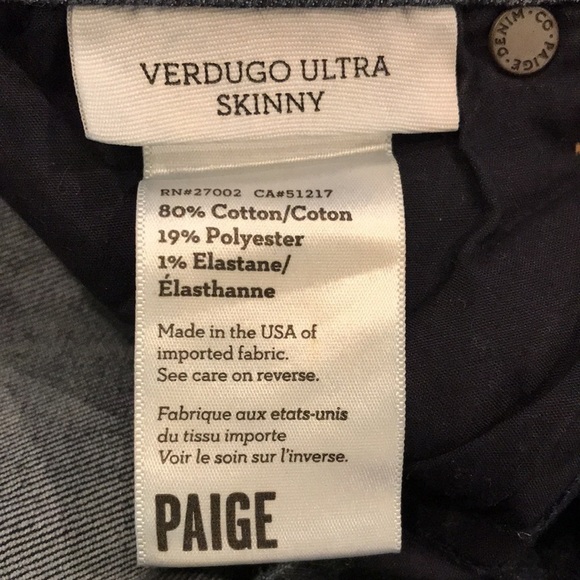 PAIGE Blue Verdugo Ultra Skinny Jeans Size 28 - Picture 6 of 8